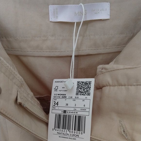NWT MANGO Cotton Culottes Cropped Trousers Sizes 2 and 4 - Picture 9 of 10